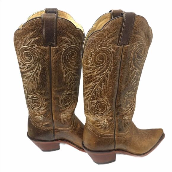 Justin Apache snip toe leather cowboy boots - Picture 3 of 9